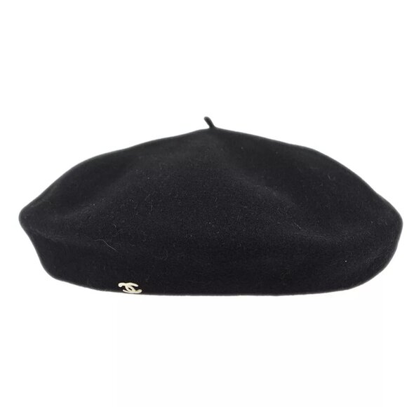 Chanel Black Hat Beret Small Good 98P main image 4